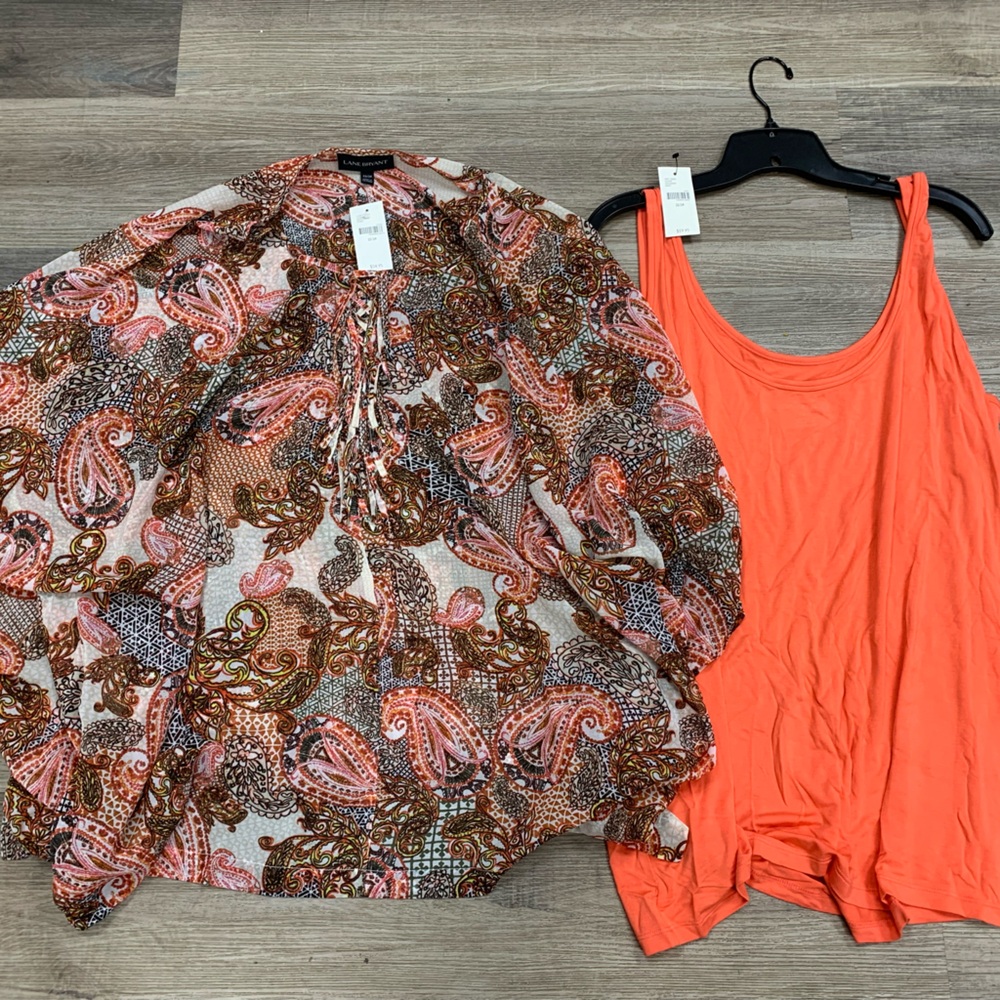 Lane Bryant Multicolor Paisley Blouse and undershirt